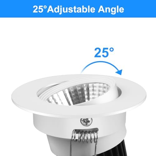 LightingWill 2inch LED Dimmable Downlight, 3W COB Recessed Ceiling Light, Warm White 3000K-3500K, CRI80, 25W 220LM Halogen Bulbs Equivalent, White (4 Pack)