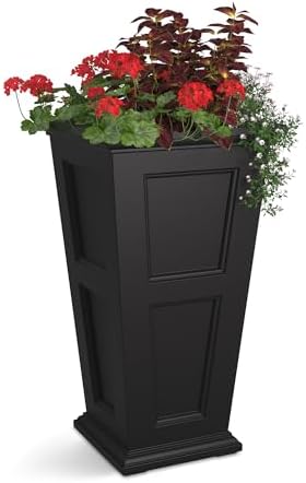 Mayne Fairfield 40in Tall Square Planter, Black | Indoor/Outdoor, All season, Fade resistant, 15-year warranty