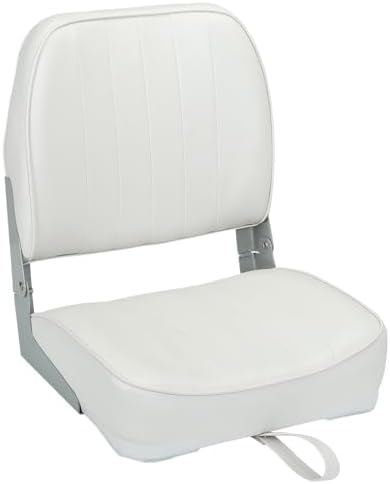 Leader Accessories Classic Low Back Folding Fishing Boat Seat Boat Chairs | Marine Boat Chairs With Thick Cushion, Aluminum Hinge, Use universal 5"x5" Mount, Fits Jon/Bass/Pontoon Boats