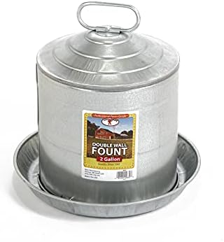 Little Giant® Double Wall Metal Poultry Fount | Poultry Waterer | Heavy Duty Galvanized Steel Waterer | Made in USA (Silver, 3 Gallon)
