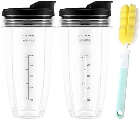 Blender Replacement Parts for Ninja, 24oz Ninja Blender Cups with To-Go Lids