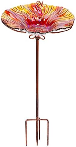 MUMTOP Glass Bird Bath for Outside, Blue Bird Feeder Birdbaths for Oudoors