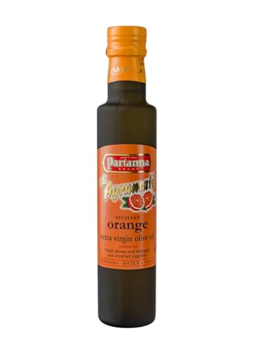 Partanna Extra Virgin Olive Oil, Sicilian Moro Orange, 8.45 oz | Co-pressed, Naturally Aromatic, Harvested in Sicily, First Cold Pressed, Glass Bottle