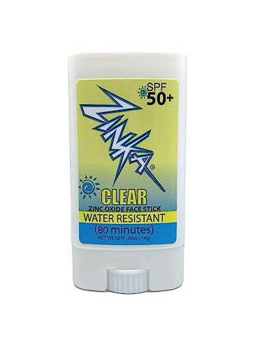 Zinka Clear Zinc Oxide Sunscreen Stick SPF 50, Travel-Friendly & Non-Greasy, Broad Spectrum UV Face Shield for Sensitive Skin