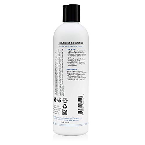 Fragrance Free Conditioner 12 oz - Parabens Free Hypoallergenic - Hair Conditioner for Sensitive Skin - Deep Conditioning for Normal Treated and Fragile Hairs - Vegan Gluten Free (1 Pack)
