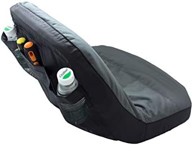 POWERWORKS Weatherproof Deluxe Riding Lawn Mower Seat Cover, Medium, Black | For Seats 12.4-14.1" High, 600D Oxford Cloth, Storage Pockets