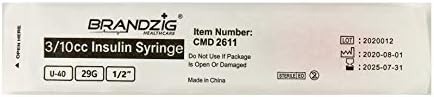 Brandzig U-40 Pet Insulin Syringes 29G 3/10cc, 1/2" 100-Pack