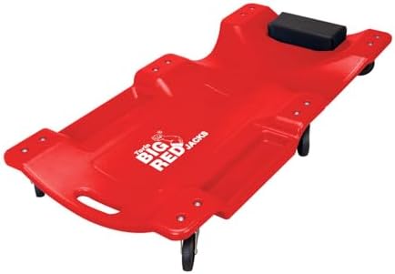 BIG RED Rolling Garage/Shop Creeper: 2-Piece, 36" Padded Mechanic Cart with Headrest and 6 Casters, Red,AR7565B,Torin