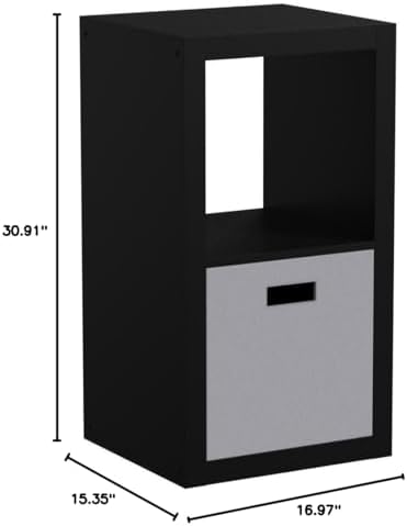 Better Homes and Gardens 4-Cube Organizer (Weathered, White) - 2 Shelves Bookshelf Storage Cabinet, 30.91x16.97x15.35 inches, 88 lbs Load Capacity