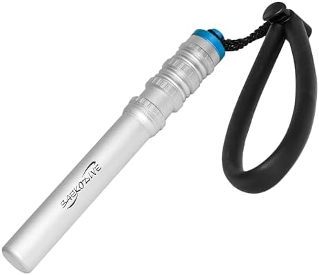 Scuba Dive Rattle with Magnet - 6.7" Aluminum (Silver) | Diving Noise Maker, Underwater Shaker, Magnetic Mute, PVC Wrist Band & Lanyard