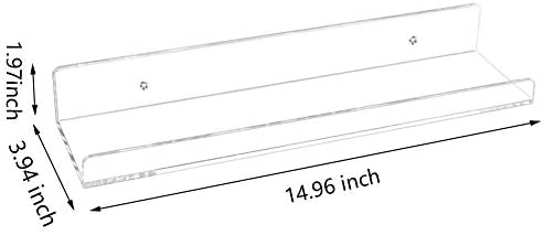 Weiai Clear Acrylic Shelves 15" Invisible Floating Wall Mount Display Bookshelf