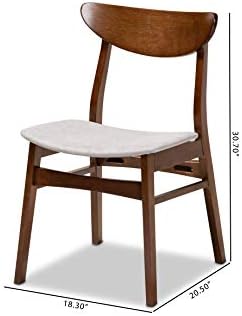 Baxton Studio Parlin Mid-Century Modern Transitional Light Beige Fabric Upholstered and Walnut Brown Finished Wood 4-Piece Dining Chair Set