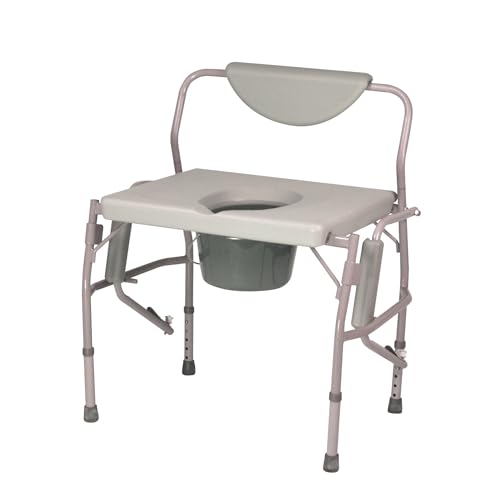 Homecraft Deluxe Bariatric Drop Arm Commode, 1000 lb Weight Capacity, Extra Wide Seat with Adjustable Height, Bedside or Over Toilet Use