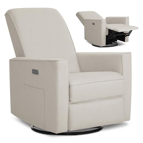 évolur Harlow Upholstered Power Glider Recliner with USB Charging – Rocking & 275° Swivel with Smooth Glide – Greenguard Gold & FSC