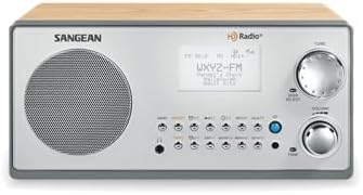Sangean HDR-18 HD Radio/FM-Stereo/AM Wooden Cabinet Table Top Radio Silver