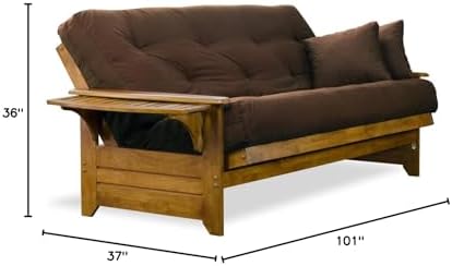 Brentwood Tray Arm Queen Size Wood Futon Frame - Heritage Finish