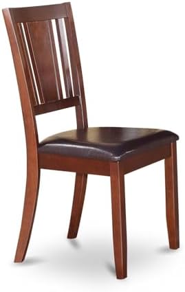 East West Furniture DUC-MAH-LC Dudley Kitchen Dining Chairs - Faux Leather Upholstered Wood Chairs, Set of 2, Mahogany