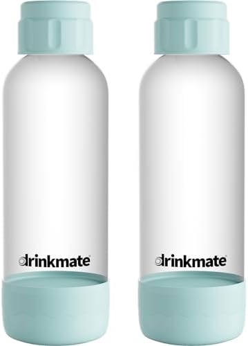 DrinkMate 0.5L Replacement Carbonation Bottles | Compatible with OmniFizz, LUX, and Spritzer | Matte Black, Pack of 2