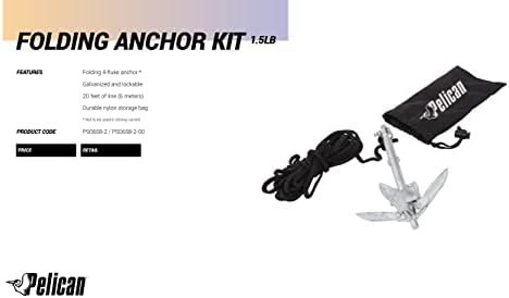 Compact Anchor Kit for Kayak, Canoe, SUP, Inflatables or Small Boats, Foldable Storage Bag, Ideal for Fishing Kayak Boating
