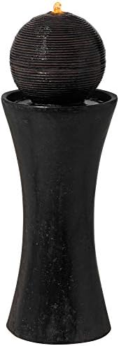John Timberland Dark Sphere 35 1/2" High LED Pillar Indoor Bubbler Fountain | Large Zen Modern Outdoor Decor Faux Stone Floor with Light Ball Water