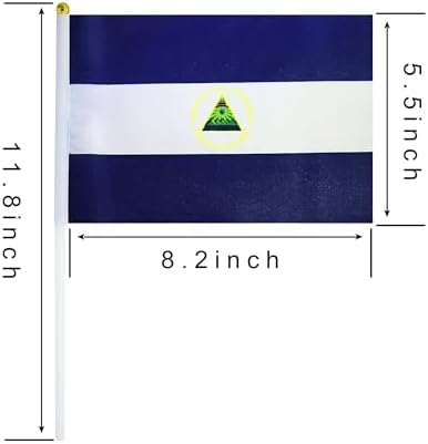 5 Pack Nicaragua Nicaraguan Mini HandHeld Stick Flag,Suitable For Various Holiday Parties,And National Flag Day.