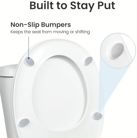 LUXE TS1008E Slow Close Elongated Comfort Fit Toilet Seat, White
