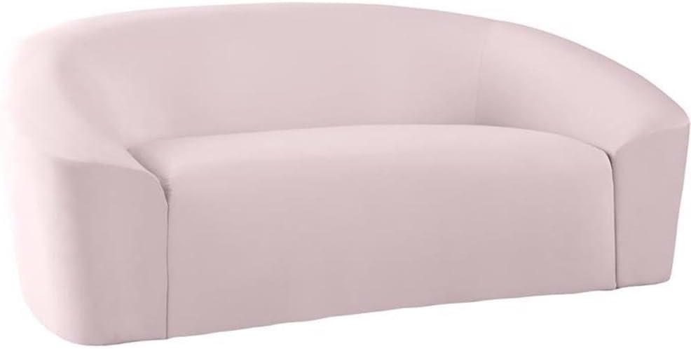 Meridian Furniture 610Black-L Riley Collection Modern | Contemporary Velvet Upholstered Loveseat with Rounded Contemporary Design, Black