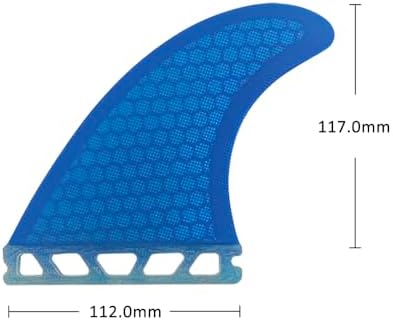 UPSURF Single Tab Surfboard Fin Fiberglass+Honeycomb Quad fin S/M Size (Blue G5+GL)