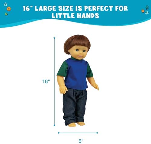 Get Ready Kids Caucasian Boy Doll - 16 inch Realistic Vinyl Poseable Doll | Imaginative play boy doll with movable limbs, rooted hair