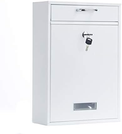 Wall Mounted Locking Vertical Dropbox Mailbox - Safe and Secure (Large) | Made with Galvanized Steel (Black)