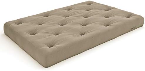 Nirvana Futons Plush, Comfortable 8-Inch Queen Futon Mattress, Khaki Twill - Made in USA