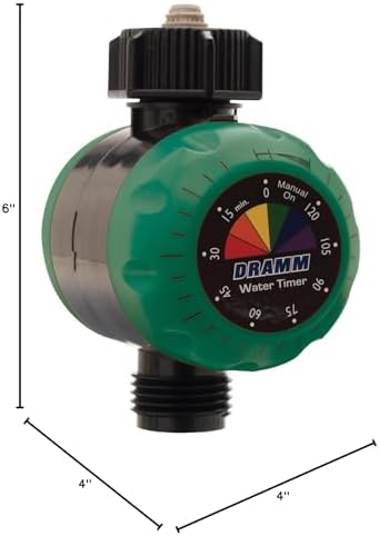 Dramm ColorStorm Premium Water Hose Timer, Mechanical, Turns Water Off Automatically, Up to 120 Minutes of Run Time, Compact for Lawn, Drip