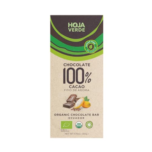 Hoja Verde Dark Chocolate Sugar, Dairy Free Bars, Keto Friendly, Certified Organic | Vegan, Natural, Non-GMO and Gluten Free (100% Pure)