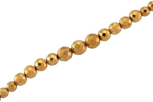 Yellow Gold Color Hematite Beaded Necklace Silvertone 560.00 ctw 21-23"