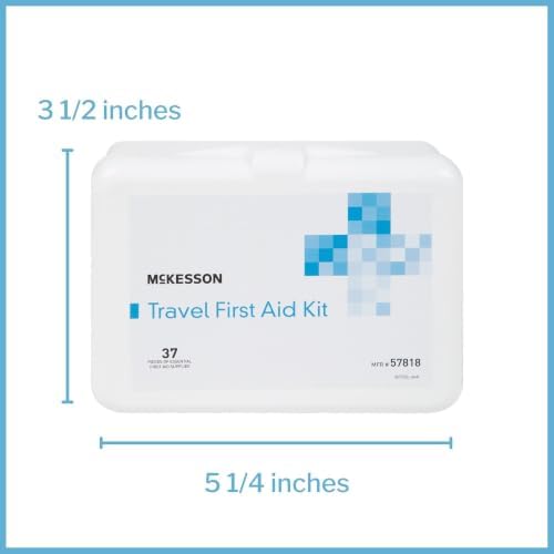 McKesson First Aid Kit - Travel Ready Portable Emergency Supplies for Minor Wound Care - Adhesive Bandages, Gauze Pads, Antiseptic Wipes