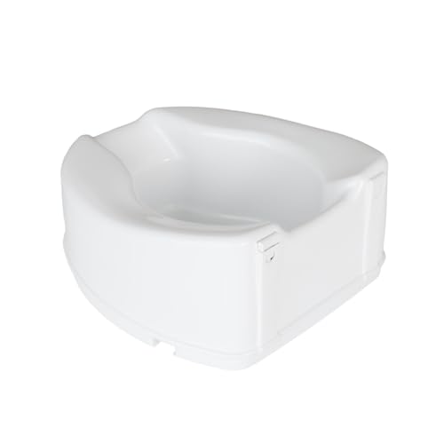 Homecraft Savanah Raised Toilet Seat 2" with Lid, Elongated & Elevated Lock Seat Support for Elderly, Handicapped and Disabled Users, White Colour | Elevated toilet seat riser for seniors and elderly; universal fit for most standard toilets, portable and…