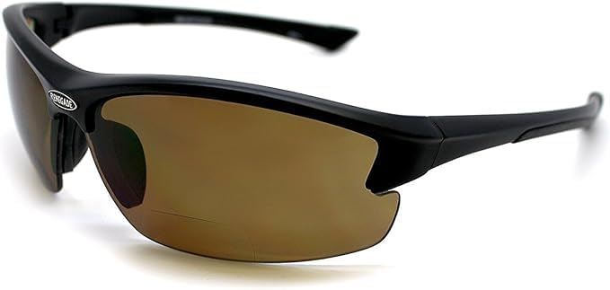 Renegade Patented Bifocal Polarized Reader Half Rim Men's Fishing Sunglasses 100% UV Protection with Microfiber Bag (Matt Black Frame