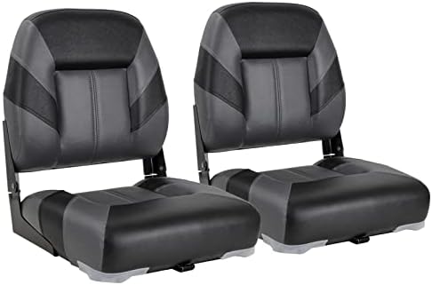 NORTHCAPTAIN T1 Deluxe Low Back Folding Fishing Boat Seats 2 Pack - Premium Bass/Jon/Pontoon Boat Chairs,4 Mounting Screws Included