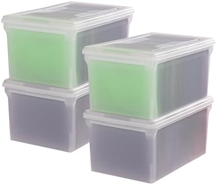 IRIS USA 5-Pack 44 Qt. Letter File Box with Hinged Lid, Clear | Protect important documents, letter and legal files with secure storage for home offices, moving, and long-term organization