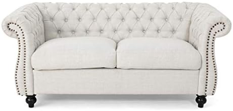 Christopher Knight Home Karen Traditional Chesterfield Loveseat Sofa, BlackBerry and Dark Brown, 61.75 x 33.75 x 27.75