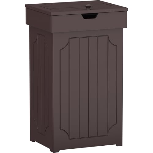Function Home Trash Can Cabinet, 13 Gallon Kitchen Garbage Can, Wood Recycling Trash Bin, Freestanding Dog Proof Trash Can, Farmhouse Trash Cabinet with Lid for Home Kitchen Bathroom, Yellow