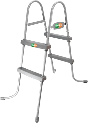 YUEWO 36" 2-Step Steel Frame Above Ground Swimming Pool Ladder with Non-Slip Plastic Steps for Entry and Exit System Swim Pools