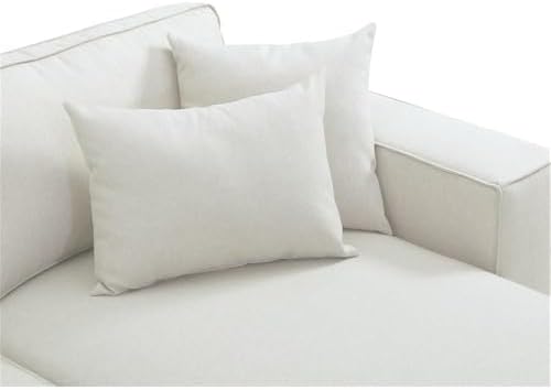 Lilola Home Melrose 99-inch Modular Sectional Sofa with Ottoman, Beige Linen Fabric L-Shaped Corner Couch for Small Spaces