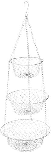 Fox Run 3-Tier Copper Kitchen Hanging Fruit Baskets For Kitchen, 32 Inches | Easily Store & Display Fruit & Vegetables | 3 Tiers Of Baskets For Organization | Beautiful Copper Hanging Kitchen Baskets