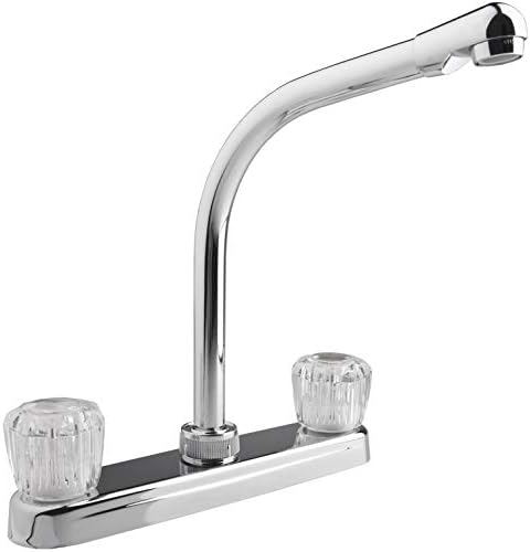 Dura Faucet DF-PK210S-BQ RV Hi-Rise Kitchen Sink Faucet (Bisque) | Tall spout with smoked acrylic knobs makes filling big pots easy.
