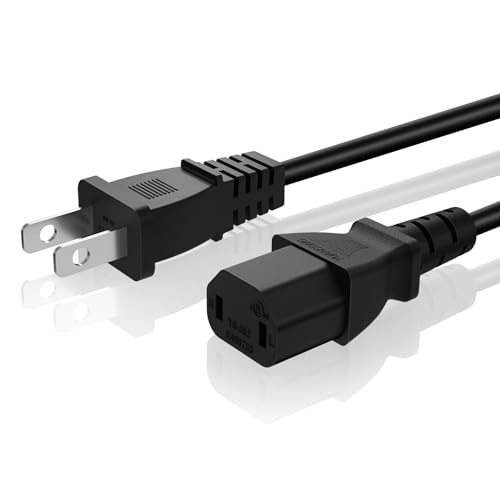 TNP 2 Prong AC Power Cord for Xbox 360 E, Slim, PS4 Pro, 10 ft, Black | Replacement Cable for Xbox One Original, Xbox 360 Pro, Elite, Arcade, Jasper and Falcon; Check Connector Before Purchase