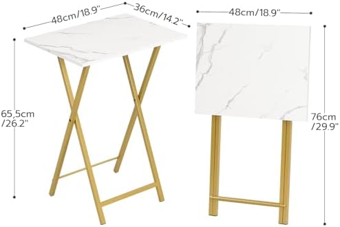 HOOBRO Folding TV Tray Tables, Set of 4 TV Trays with Storage Rack, Industrial Side Table for Eating at Couch, Foldable Snack Table for Small Space