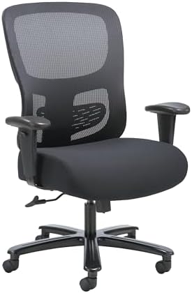 HON Sadie Big and Tall Ergonomic Office Chair, Heavy Duty Desk Chair, Black | Big and tall ergonomic office desk chair for desk work, lumbar support, adjustable arms, mesh comfort, 350 lb capacity
