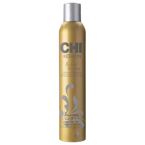 CHI Keratin Flex Finish Hair Spray, Lightweight, Long‑Lasting Hold & Smooth Styling, Controls Frizz, Flyaways & Seals Out Humidity, Professional Hair Finish Spray, Unscented, 10 Oz