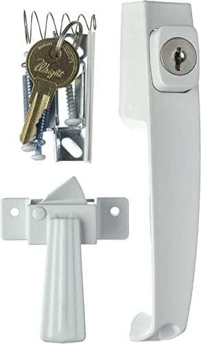 Wright Products - Tie Down Keyed Push Button Door Latch for Screen and Storm Doors, White